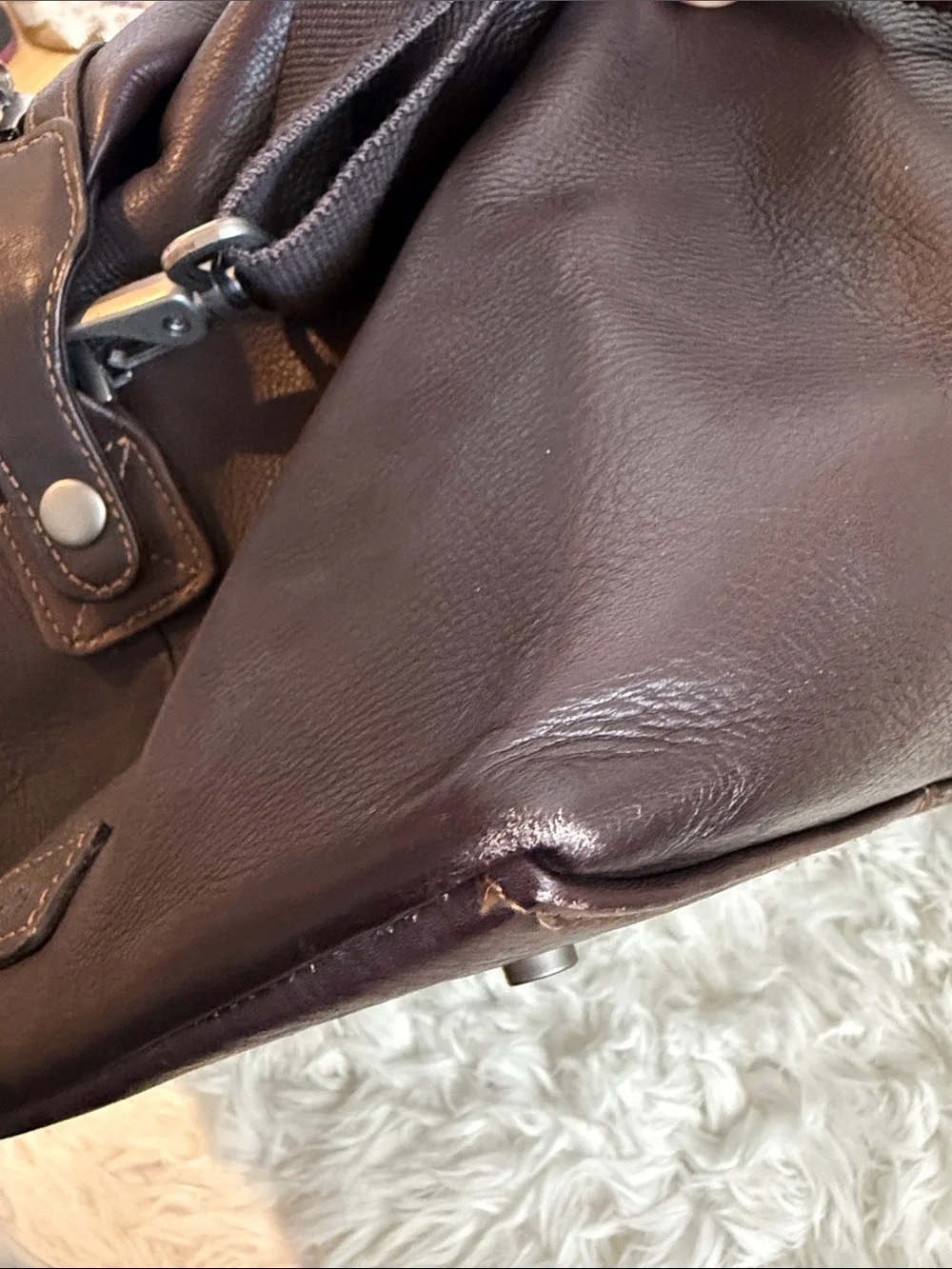 Men's Dark Brown Leather Weekender Bag- Kenneth Cole